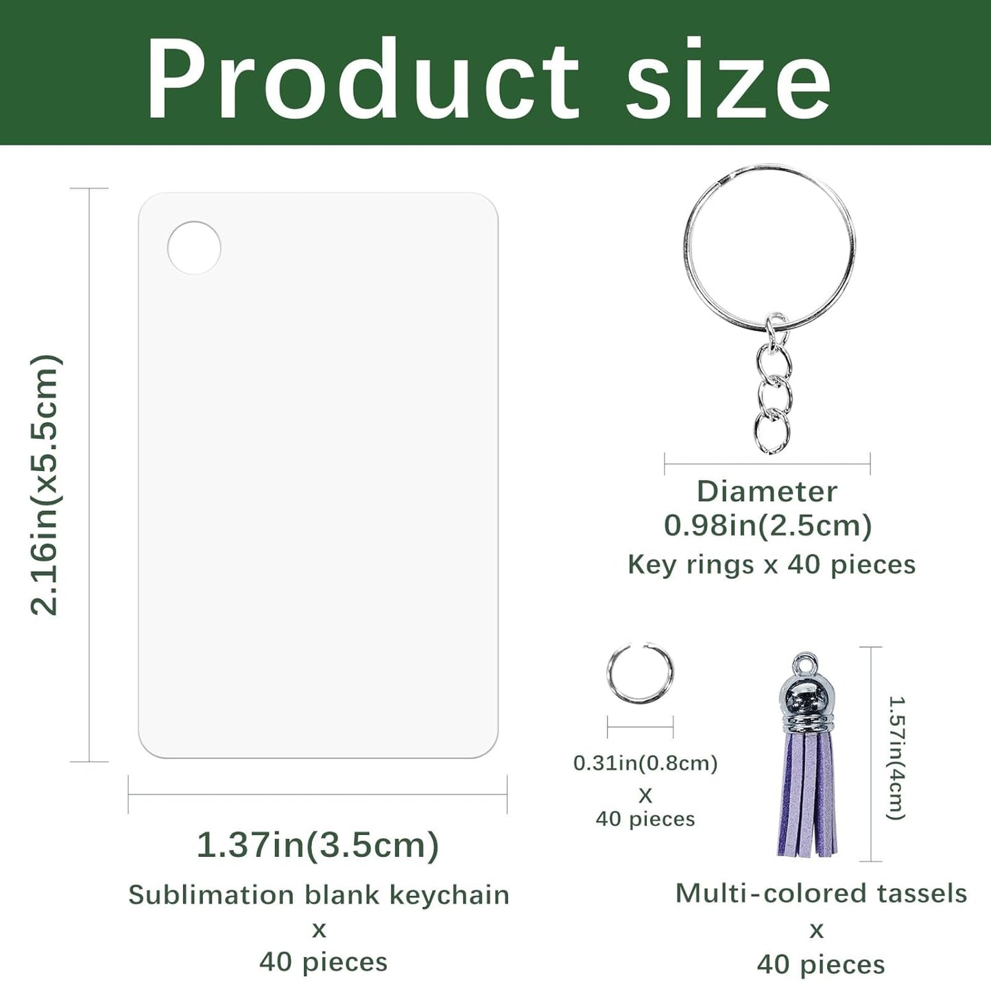 160pcs DIY Sublimation Keychain Kit – Metal Blanks, Tassels & Rings for Custom Photo Gifts