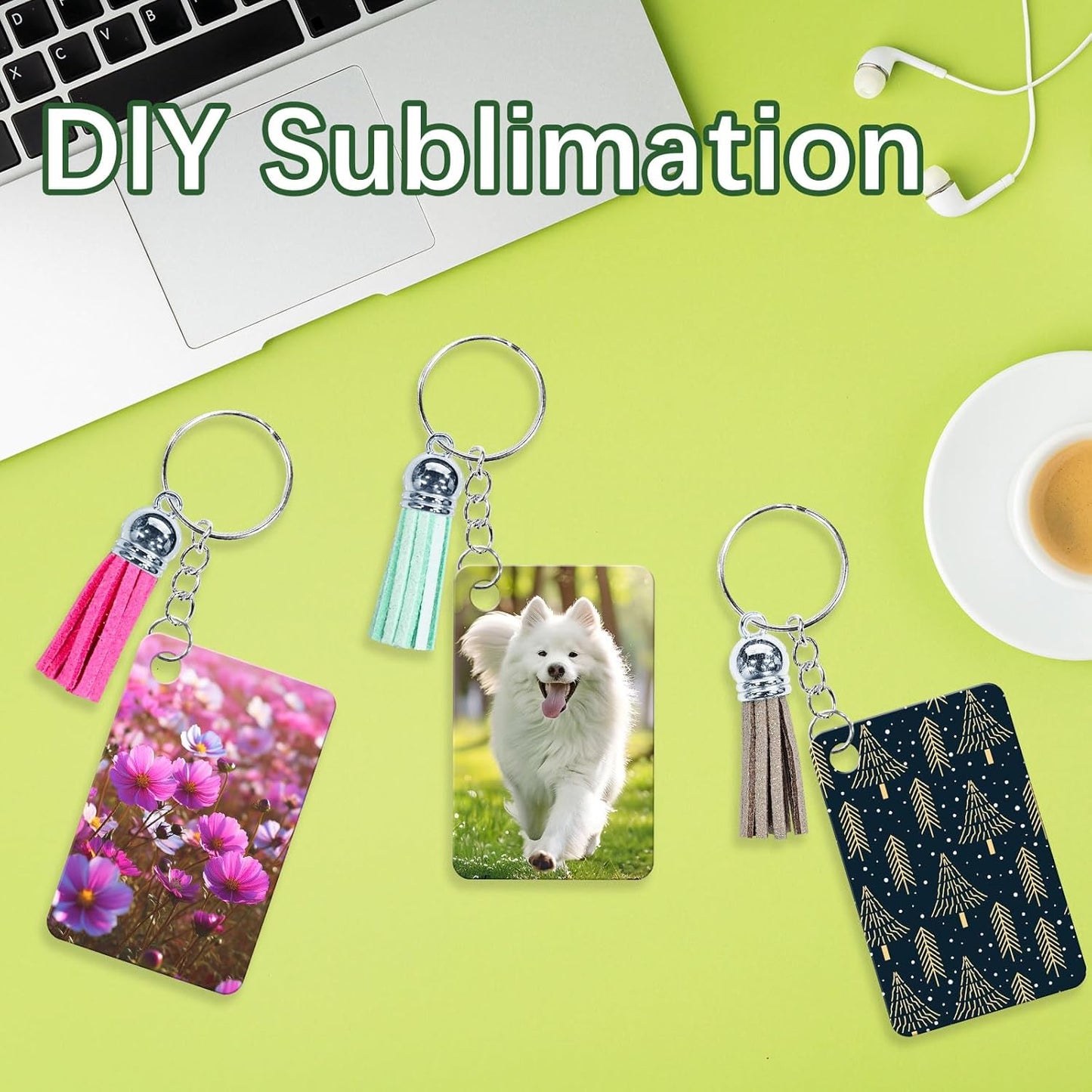 160pcs DIY Sublimation Keychain Kit – Metal Blanks, Tassels & Rings for Custom Photo Gifts